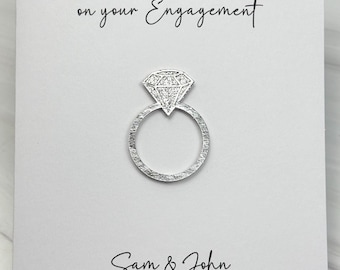 Engagement Card Featuring An Engagement Ring Design, Handmade And Personalized, Available In Various Colors
