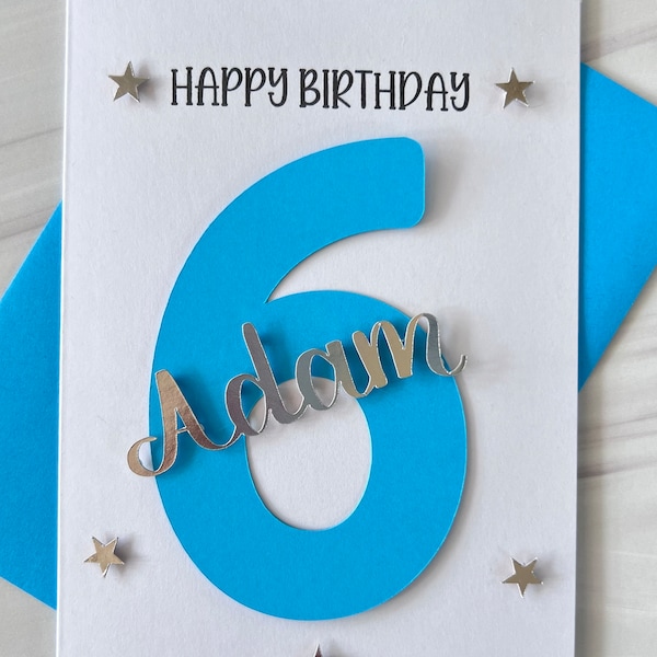 6th Birthday Card - Kids age card - Personalized