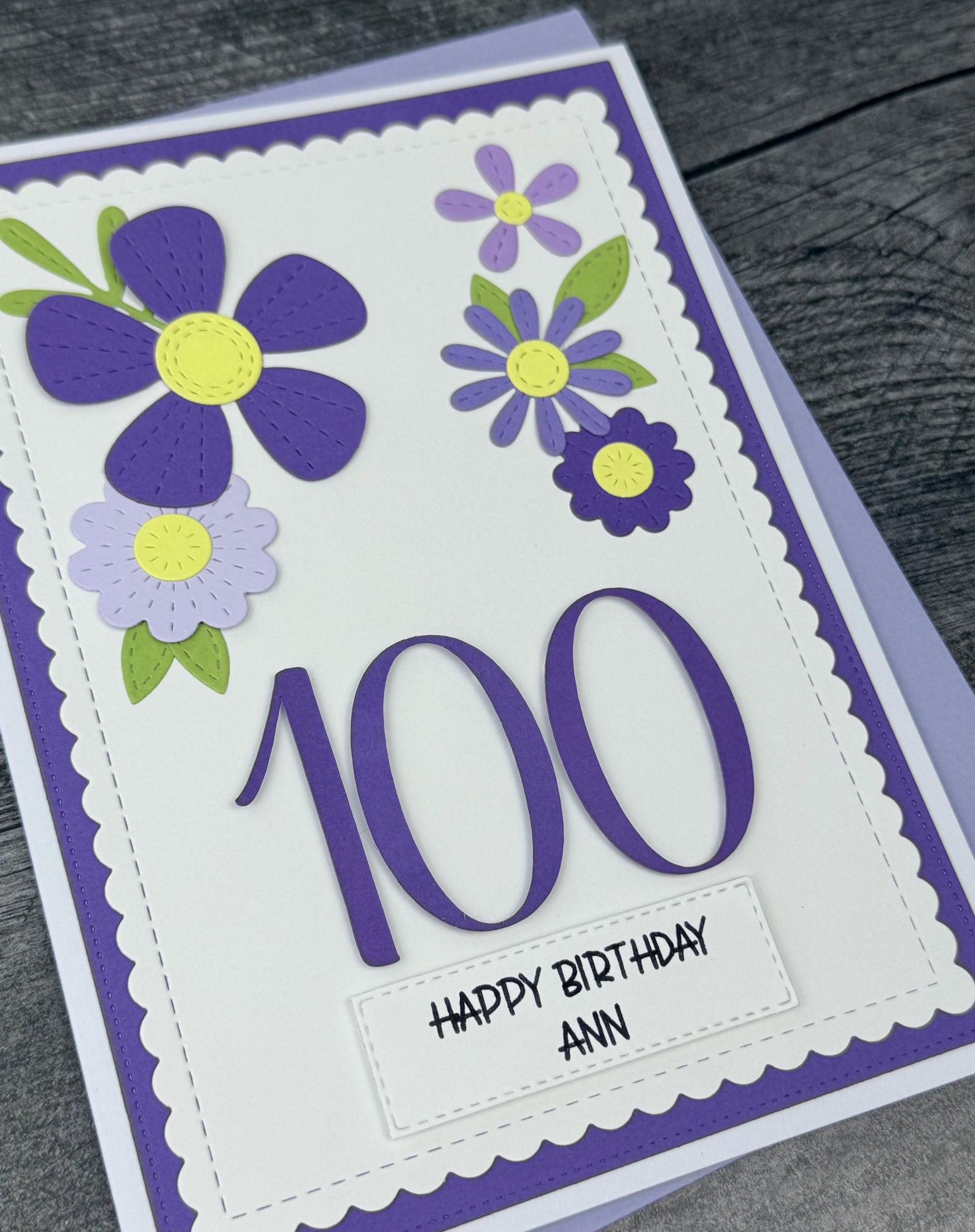 100th Birthday Card, Handmade and Personalized for Her, Beautiful ...