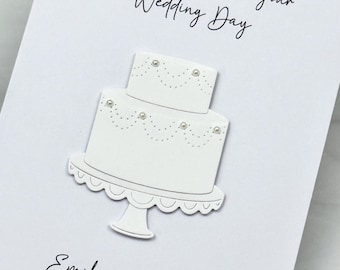 Wedding Day Card With Cake Design. Handmade And Personalized. Customize Your Own Greeting.