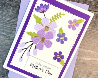 Mother's Day Card Featuring A Beautiful Floral Design. Handmade For Mom.