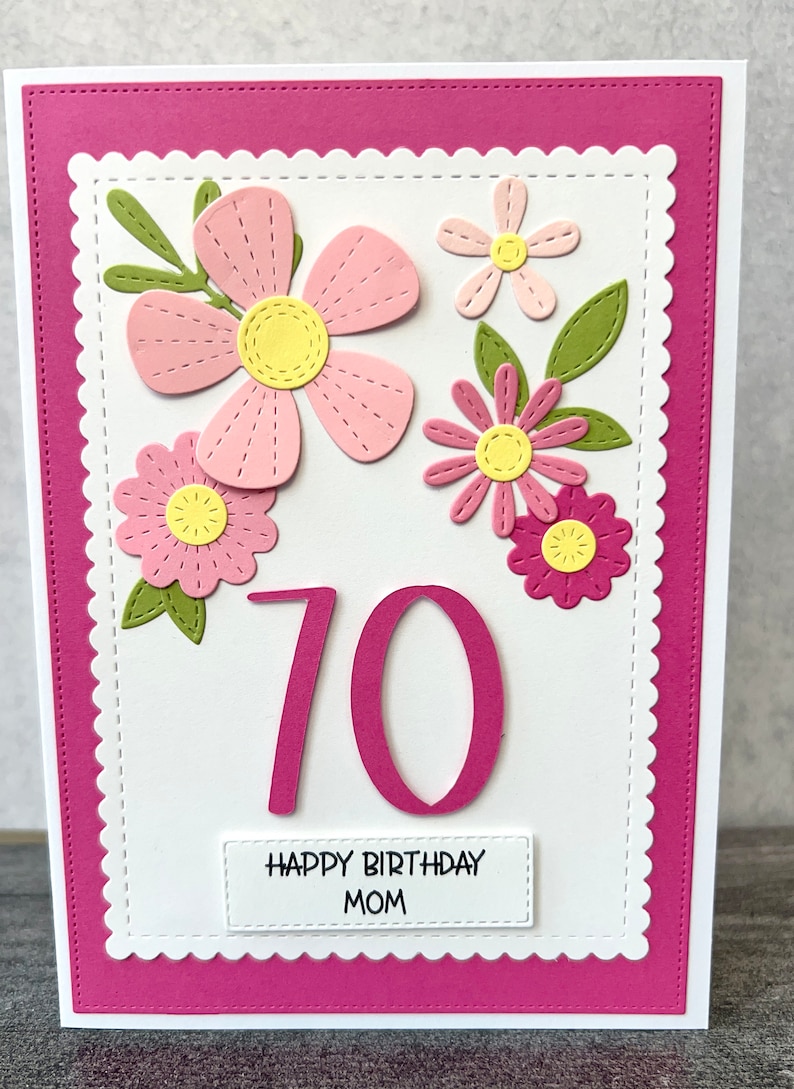 70th Birthday Card, Handmade and Personalized for Her, Beautiful Floral ...