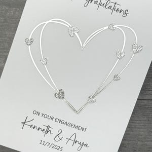 Engagement Card, Handmade And Personalized For The Happy Couple. Elegant Hearts Design.