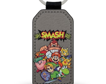 Super Smash Bros Nintendo 64 Mario Faux Leather Keychain Keychain