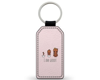 Keyring Keychain Faux Leather Leather I am Groot Je s'appelle Groot Mignon