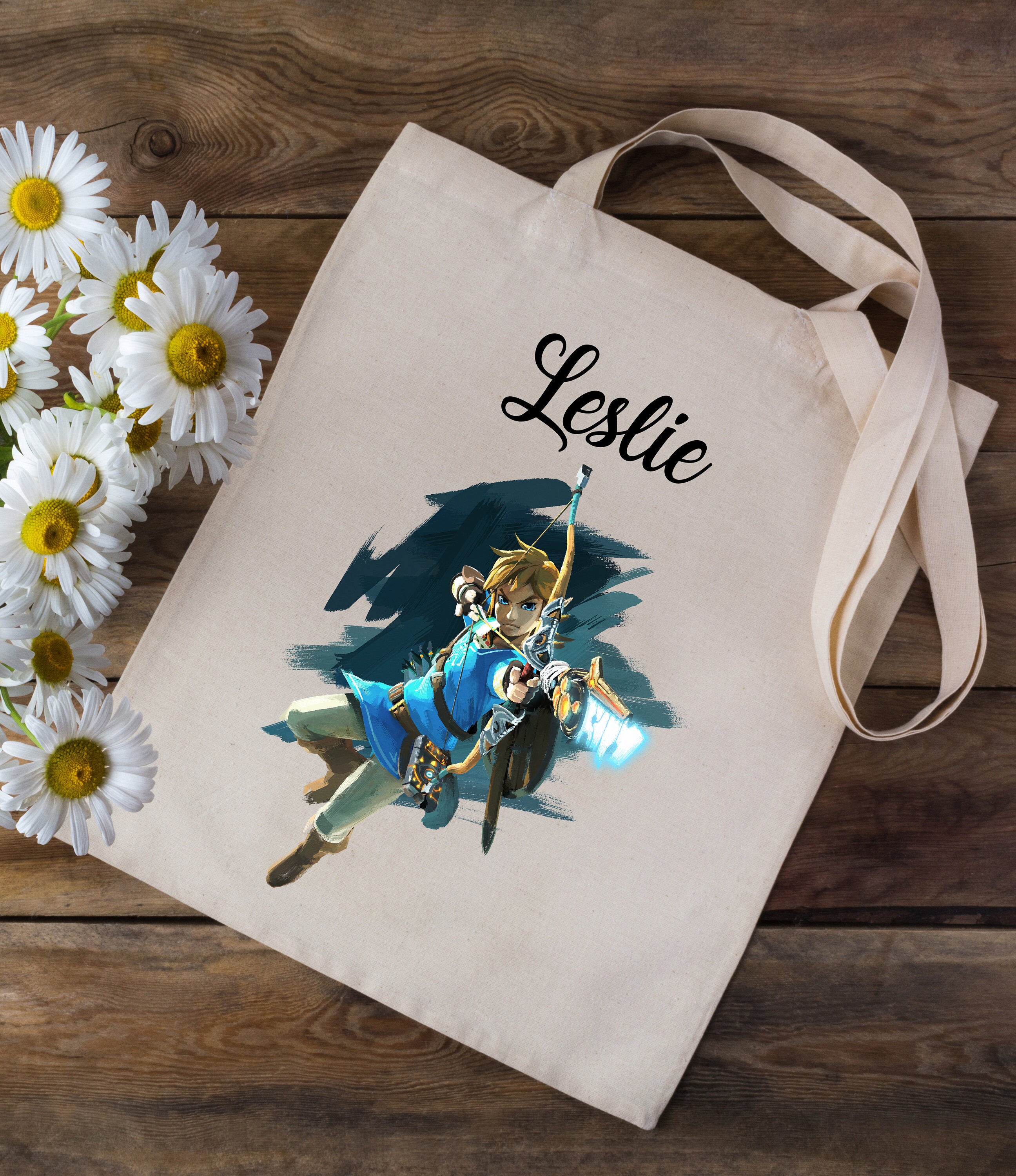 Tote bag Personalized bag with your first name - Link The Legend of Zelda Tears of the Kingdom - school nursery children