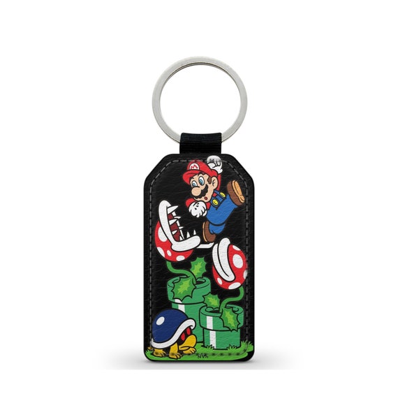 Vintage Super Mario Bros Faux Leather Keychain Keyring