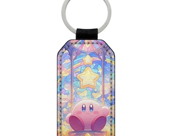 Kirby 5 Faux Leather Keychain Keyring