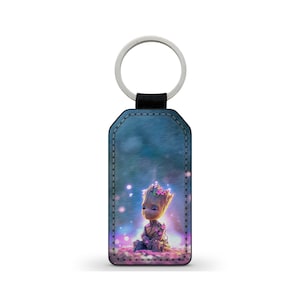 Keychain Faux Leather I am Groot my name is Groot