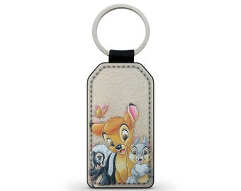 Keyring Keychain Faux Leather Leather Bambi Thumper Thumper Disney