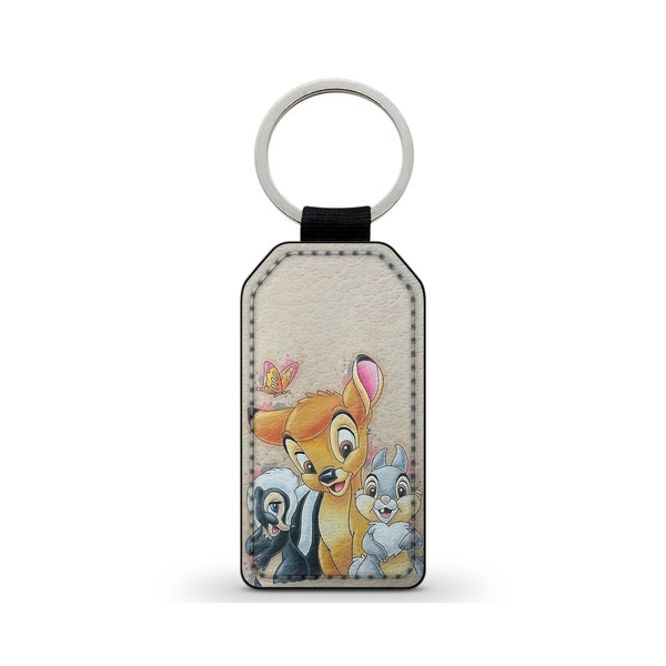 Porte-Clé Clefs Keychain Simili Cuir Leather Bambi Panpan Thumper Disney