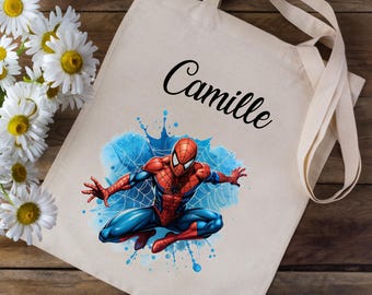 Personlig tygväska med ditt namn - Spider-Man - för skola, dagis och barn