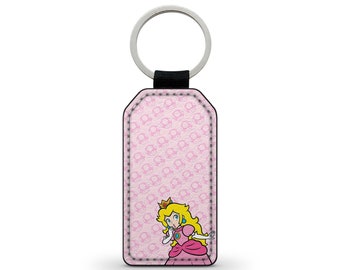 Princess Peach Super Mario Faux Leather Keychain Keychain