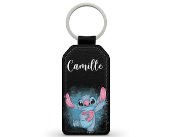 Chaveiro Chaveiro personalizado com seu nome Chaveiro Imitação de Couro Lilo e Stitch Disney