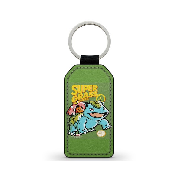 Porte-Clé Clefs Keychain Simili Cuir Leather Super Grass Starter Florizarre Pokemon