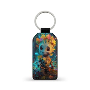 Keychain Faux Leather I am Groot my name is Groot