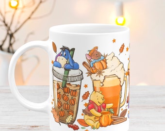 Mug Tasse Imprimée Automne Winnie L'ourson Bourriquet Disney Pumpkin Spice