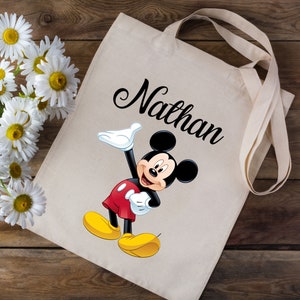 Tote bag Personalized bag with your first name - Mickey Mouse Disney Mickey - school nursery children