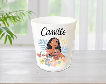 Gobelet pour enfant personnalisé avec votre prénom -  Vaiana - Gobelet incassable maternelle blanc