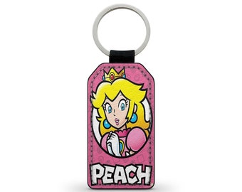 Keyring Keychain Faux Leather Super Princess Peach Mario