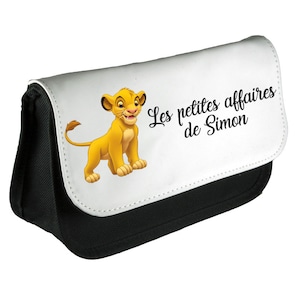 Trousse école pour enfant personnalisée avec votre prénom - Simba Le Roi Lion Disney - Crèche - Maternelle - Primaire - Personnalisable