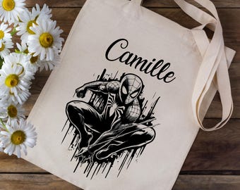 Personlig tygväska med ditt namn - Spider-Man - för skola, dagis och barn