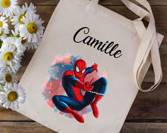 Personlig tygväska med ditt namn - Spider-Man - för skola, dagis och barn