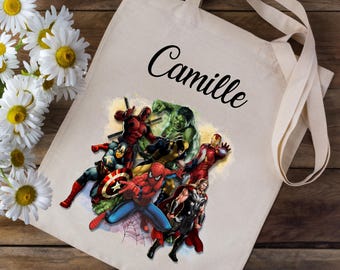 Tote bag Personalized bag with your first name - Spider Man - school nursery children