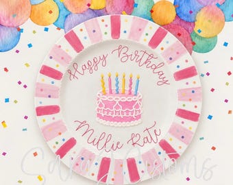 Personalized Birthday Plate | Hand Painted Birthday Plate | Custom Birthday Cake Plate | Birthday Keepsake Gift | First Birthday