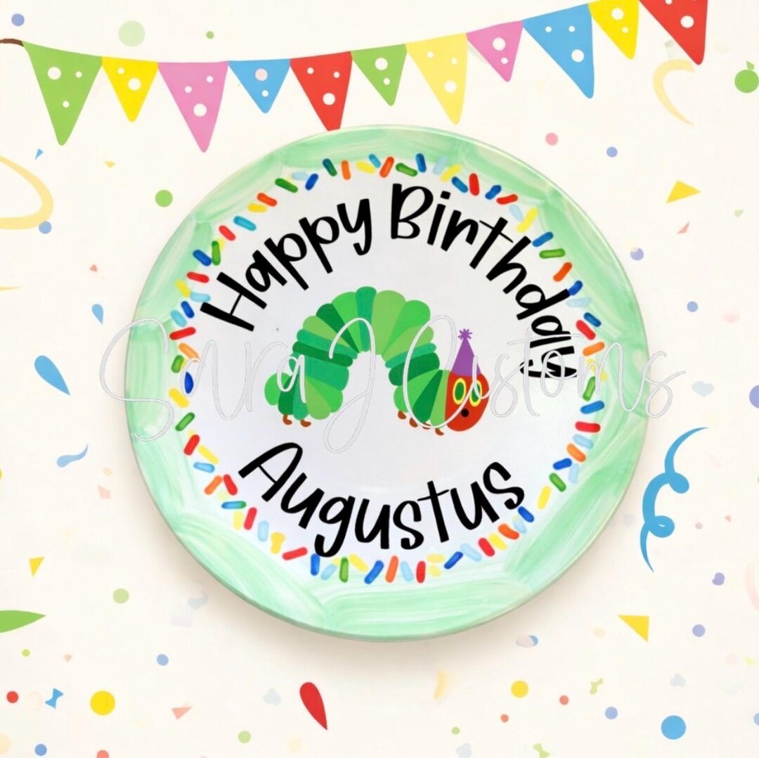 Personalized Very Hungry Caterpillar Birthday Plate | Custom Handmade ...