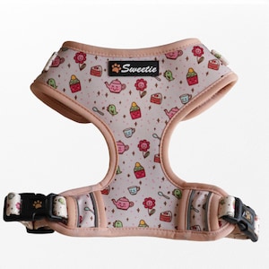 Afternoon Tea Adjustable Dog Harness | Neoprene Fabric with Breathable Mesh | Matching Accessories Available | Reflective Safety Stripes