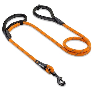 Rope Dog Lead - Innovative Design with Two Padded Handles - Reflective 5 FT Long Leash for Medium & Large Sized Pets - Weather Resistant