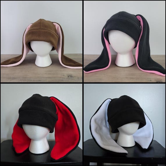 Long Ear Bunny Hat: Fleece Rabbit Beanie, Custom Colors - Etsy