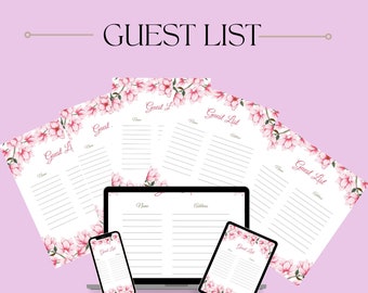 Guest Book Printable List | 8.5 x 11 - Printable PDF | Book Pages Printable File | Instant Download | Wedding Guest List Digital Download