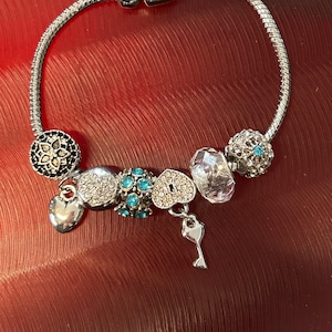 Pandora Style Silver Hearts Rhinestone Bracelet