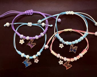 4 BFF Schmetterling und Blumen Armband