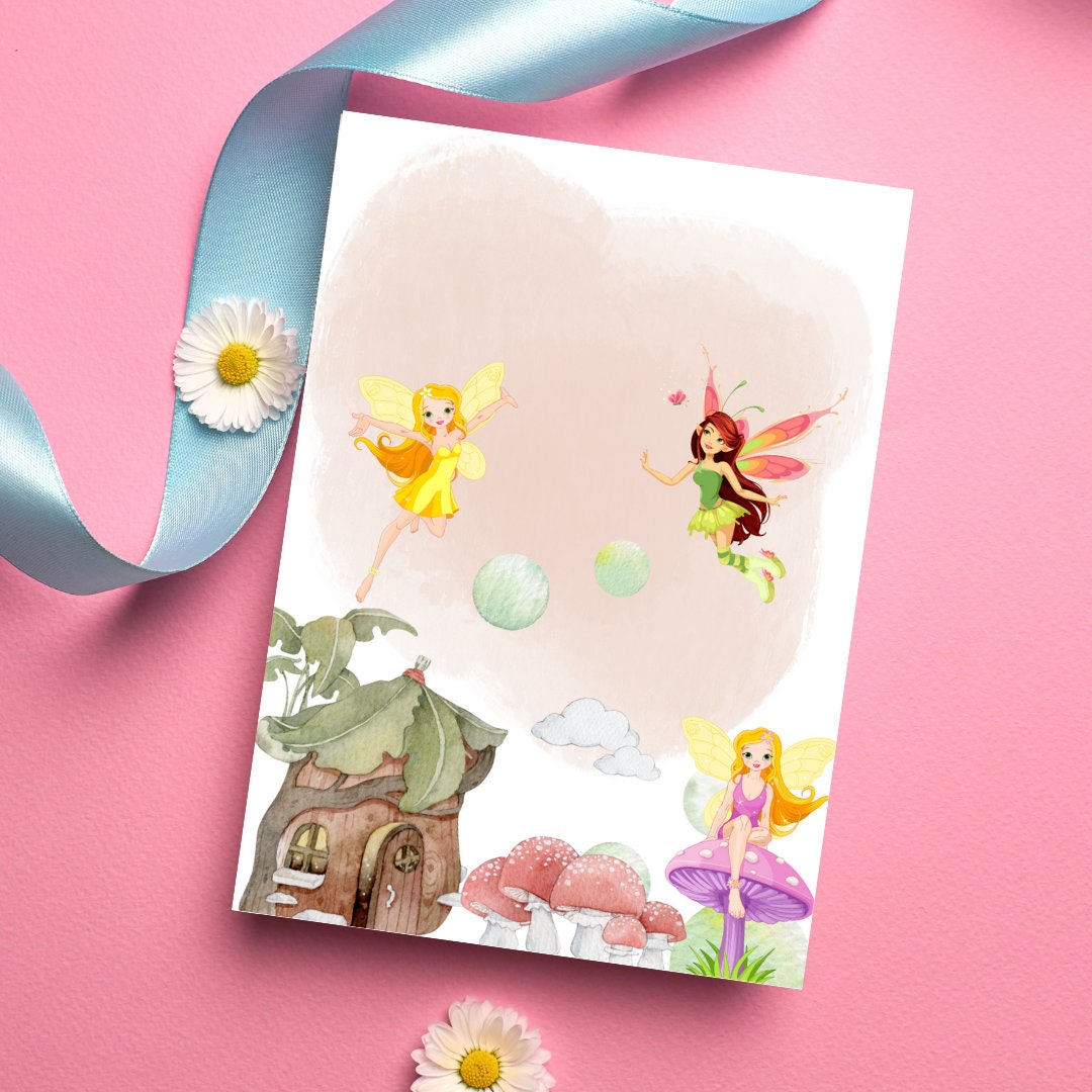 Fairy Birthday Invitation Kid, Digital Invitation ,2 Side Birthday ...