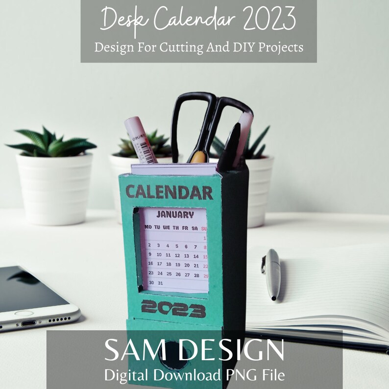 Desk Calendar 2023, Cut Files With PNG and SVG Formats, 3D Calendar - Etsy