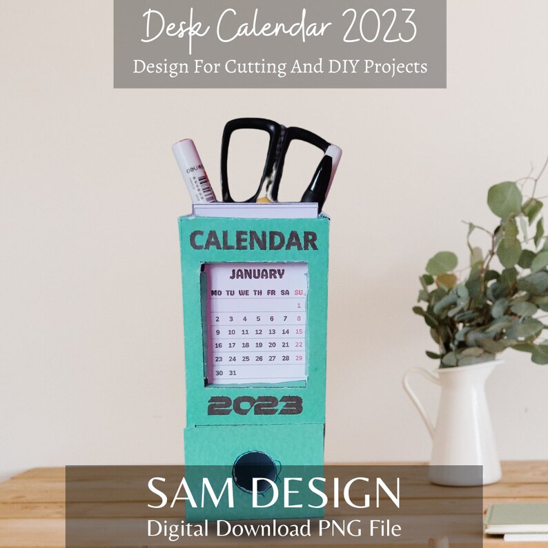 Desk Calendar 2023, Cut Files With PNG and SVG Formats, 3D Calendar - Etsy