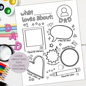 Tout sur papa | Beau-père | Coloriage d'anniversaire pour la fête des pères à imprimer | Lettre US | A4