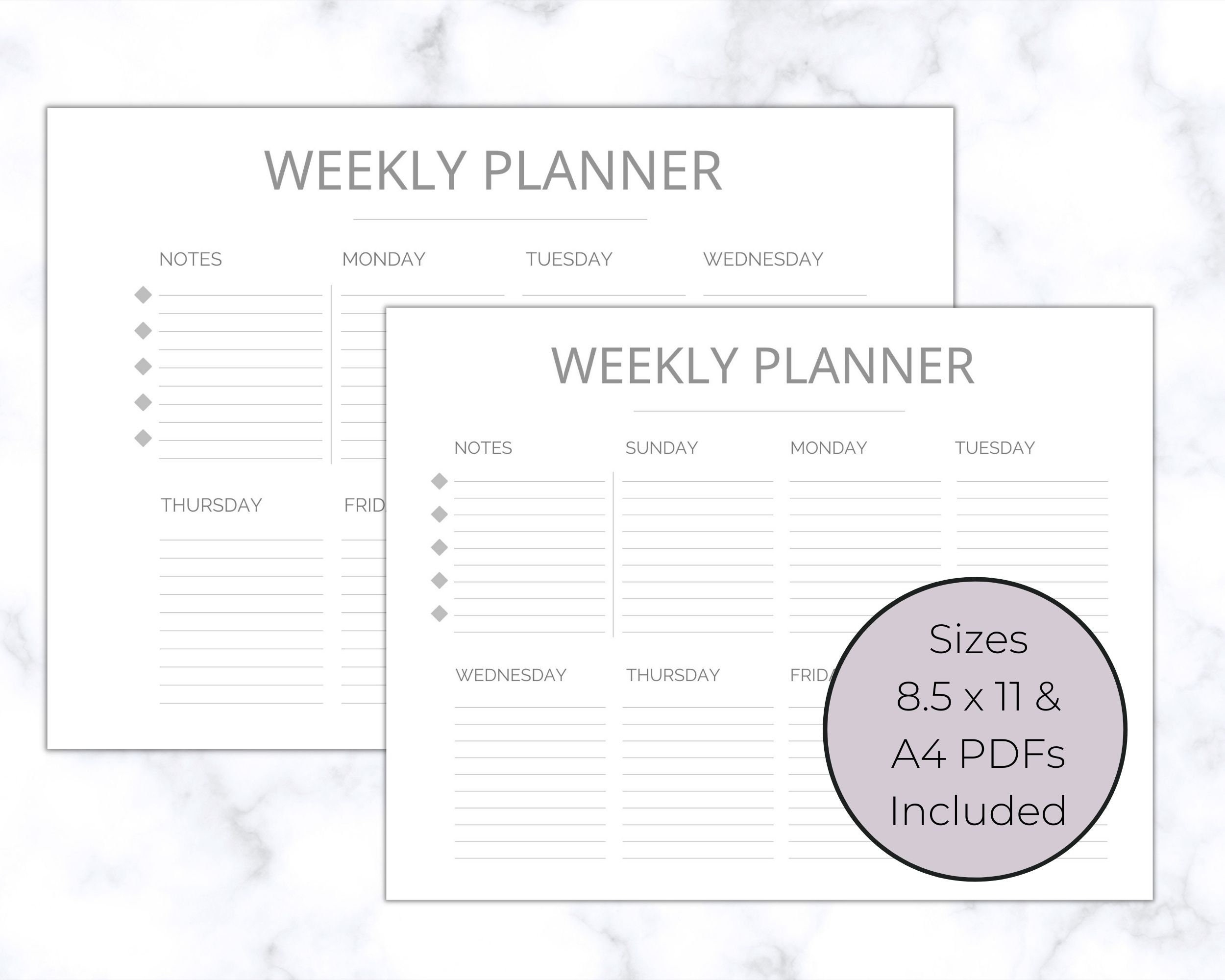 Minimalist Weekly Planner Printable to Do List - Etsy