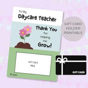 Kindergärtnerin Anbieter Wertschätzung Geschenk Kartenhalter Printable