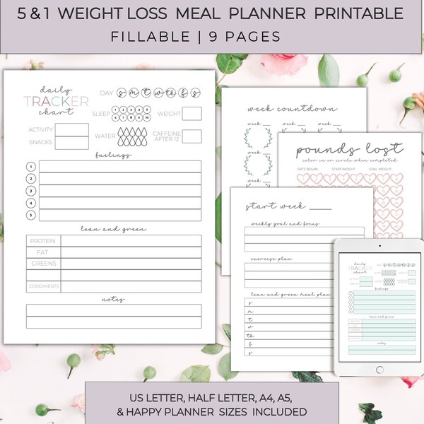 Optavia 5 and 1 Weekly Tracker Etsy