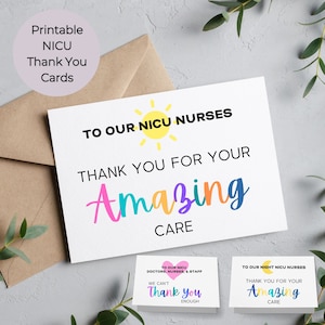 NICU Nurse Thank You Card Printable Bundle