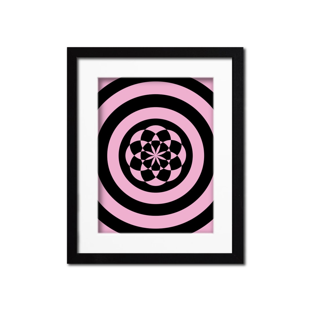 Graphic Wall Art geometric Flower Black and Pink Highquality Print and