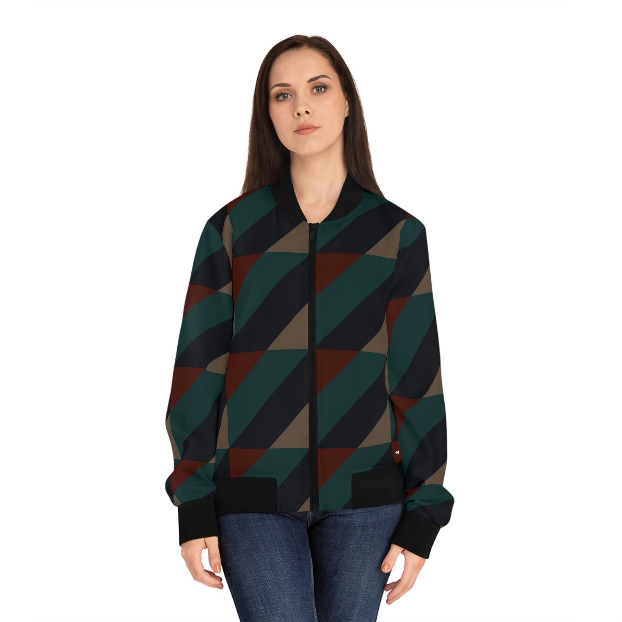 Newfoundland Tartan Green Plaid Women's Bomber Jacket