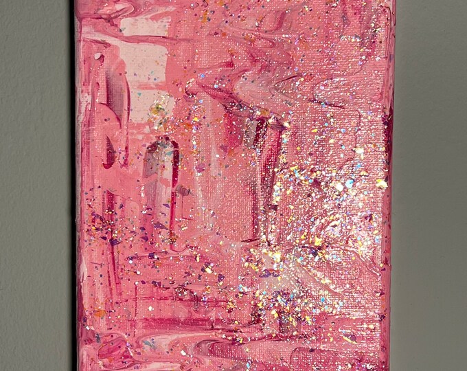Pink Glitter Abstract Painting Decor Etsy