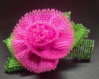 Beaded Feather Barrette: Rose Maiden Picture Cabochon  display picture 1