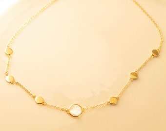 Collar de Devolución - Collar Octágono Chapado en Oro de 18k con Perla