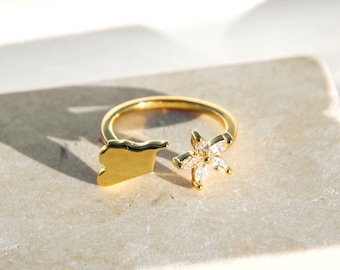 Syria Watan Ring | Jasmine Flower and Country Map Jewelry | Homeland Ring | Syrian Jewelry for Women | Meaningful Middle Eastern Gift